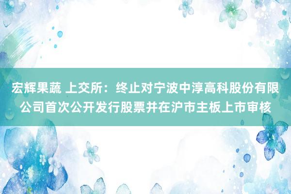 宏辉果蔬 上交所：终止对宁波中淳高科股份有限公司首次公开发行股票并在沪市主板上市审核