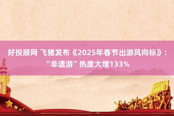 好投顾网 飞猪发布《2025年春节出游风向标》：“非遗游”热度大增133%