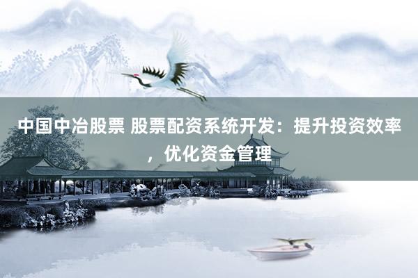中国中冶股票 股票配资系统开发：提升投资效率，优化资金管理