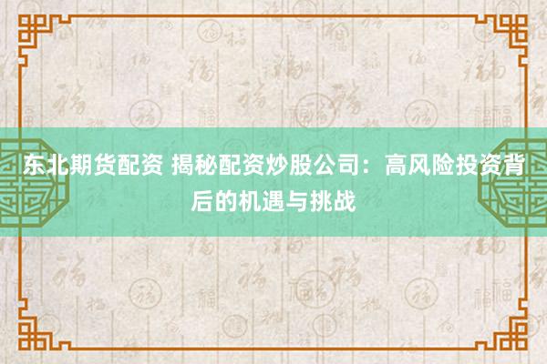 东北期货配资 揭秘配资炒股公司：高风险投资背后的机遇与挑战