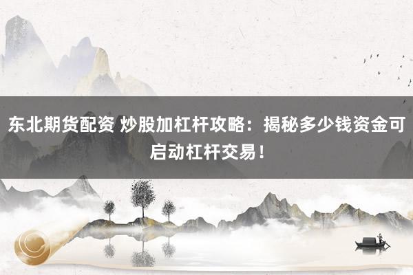 东北期货配资 炒股加杠杆攻略：揭秘多少钱资金可启动杠杆交易！