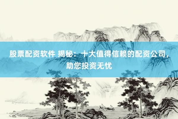 股票配资软件 揭秘：十大值得信赖的配资公司，助您投资无忧