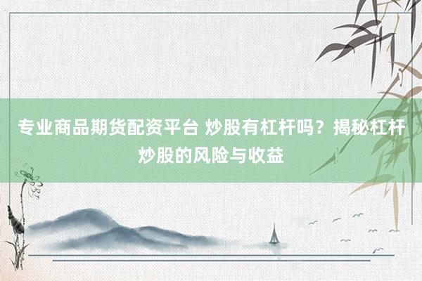 专业商品期货配资平台 炒股有杠杆吗？揭秘杠杆炒股的风险与收益
